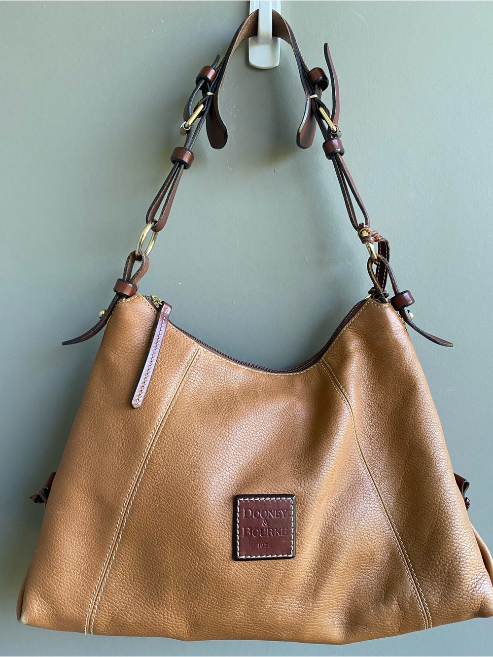 Dooney & Burke Pebbled Leather Hobo Shoulder Bag - Tan